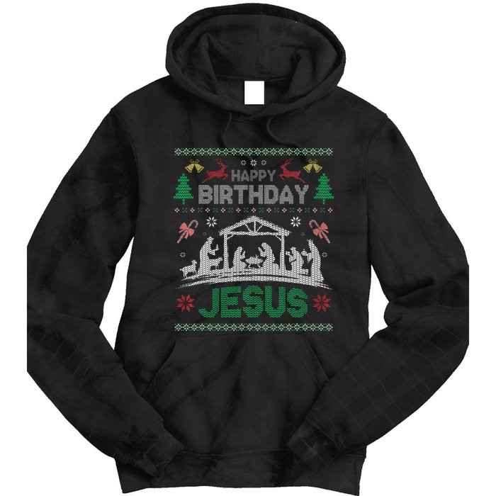 Christmas Outfit Happy Birthday Jesus Holiday Ugly Sweater Tie Dye Hoodie