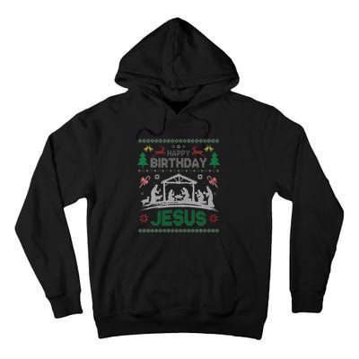 Christmas Outfit Happy Birthday Jesus Holiday Ugly Sweater Tall Hoodie