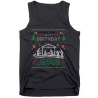 Christmas Outfit Happy Birthday Jesus Holiday Ugly Sweater Tank Top