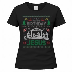 Christmas Outfit Happy Birthday Jesus Holiday Ugly Sweater Women's T-Shirt