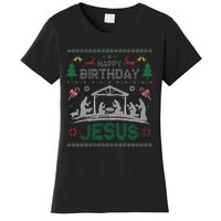 Christmas Outfit Happy Birthday Jesus Holiday Ugly Sweater Women's T-Shirt