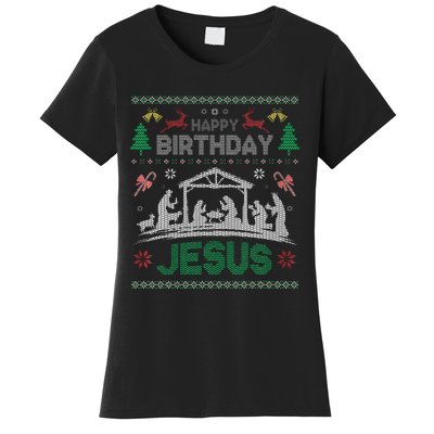 Christmas Outfit Happy Birthday Jesus Holiday Ugly Sweater Women's T-Shirt