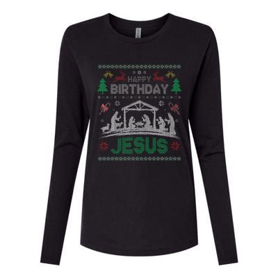 Christmas Outfit Happy Birthday Jesus Holiday Ugly Sweater Womens Cotton Relaxed Long Sleeve T-Shirt