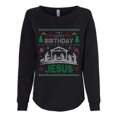 Christmas Outfit Happy Birthday Jesus Holiday Ugly Sweater Womens California Wash Sweatshirt