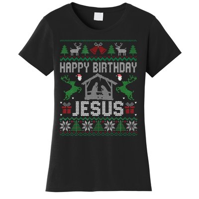 Christmas Outfit Happy Birthday Jesus Holiday Ugly Sweater Women's T-Shirt