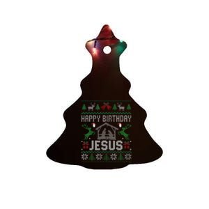 Christmas Outfit Happy Birthday Jesus Holiday Ugly Sweater Ceramic Tree Ornament