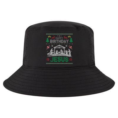 Christmas Outfit Happy Birthday Jesus Holiday Ugly Sweater Cool Comfort Performance Bucket Hat