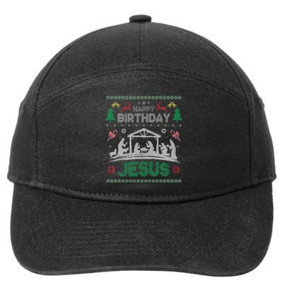 Christmas Outfit Happy Birthday Jesus Holiday Ugly Sweater 7-Panel Snapback Hat