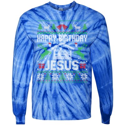 Christmas Outfit Happy Birthday Jesus Holiday Ugly Sweater Gift Tie-Dye Long Sleeve Shirt