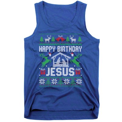 Christmas Outfit Happy Birthday Jesus Holiday Ugly Sweater Gift Tank Top