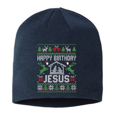 Christmas Outfit Happy Birthday Jesus Holiday Ugly Sweater Sustainable Beanie