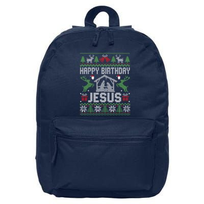 Christmas Outfit Happy Birthday Jesus Holiday Ugly Sweater 16 in Basic Backpack