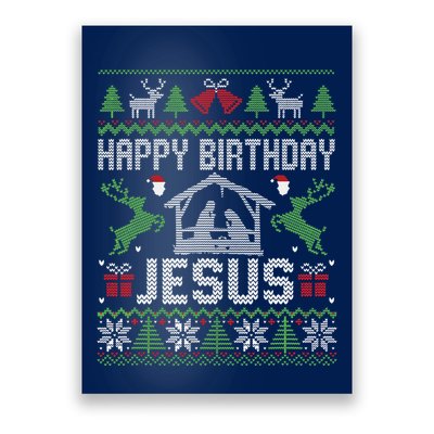 Christmas Outfit Happy Birthday Jesus Holiday Ugly Sweater Poster