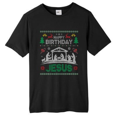 Christmas Outfit Happy Birthday Jesus Holiday Ugly Tall Fusion ChromaSoft Performance T-Shirt