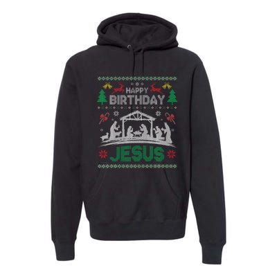 Christmas Outfit Happy Birthday Jesus Holiday Ugly Premium Hoodie