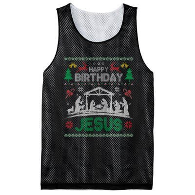 Christmas Outfit Happy Birthday Jesus Holiday Ugly Mesh Reversible Basketball Jersey Tank