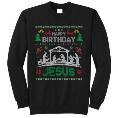 Christmas Outfit Happy Birthday Jesus Holiday Ugly Tall Sweatshirt