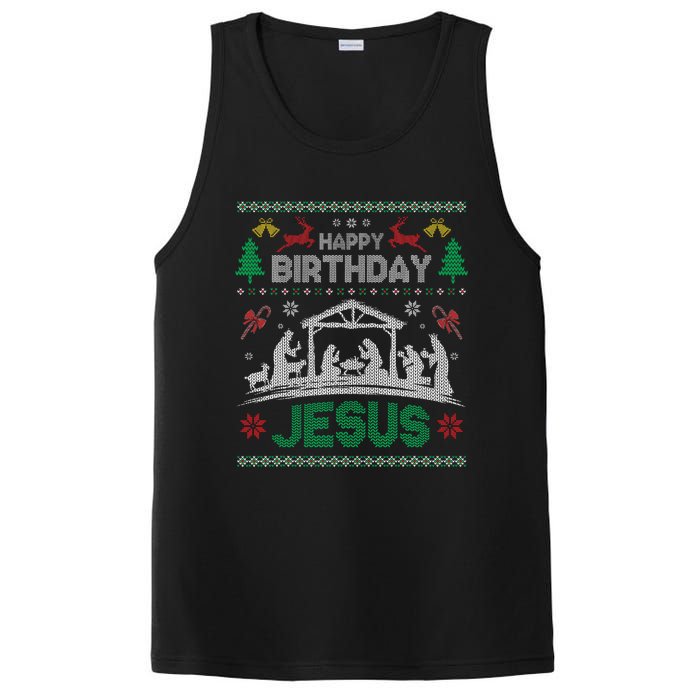 Christmas Outfit Happy Birthday Jesus Holiday Ugly PosiCharge Competitor Tank