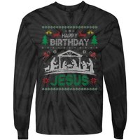 Christmas Outfit Happy Birthday Jesus Holiday Ugly Tie-Dye Long Sleeve Shirt