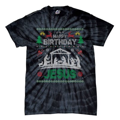 Christmas Outfit Happy Birthday Jesus Holiday Ugly Tie-Dye T-Shirt