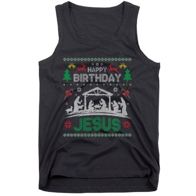 Christmas Outfit Happy Birthday Jesus Holiday Ugly Tank Top