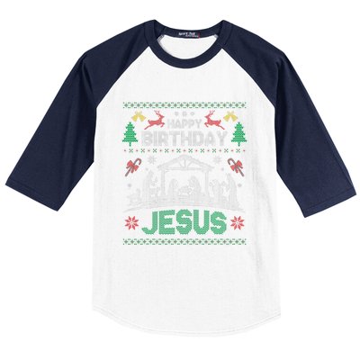 Christmas Outfit Happy Birthday Jesus Holiday Ugly Baseball Sleeve Shirt