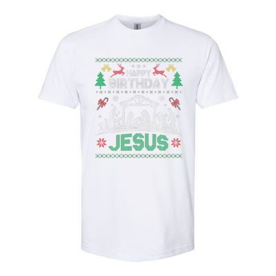 Christmas Outfit Happy Birthday Jesus Holiday Ugly Softstyle CVC T-Shirt