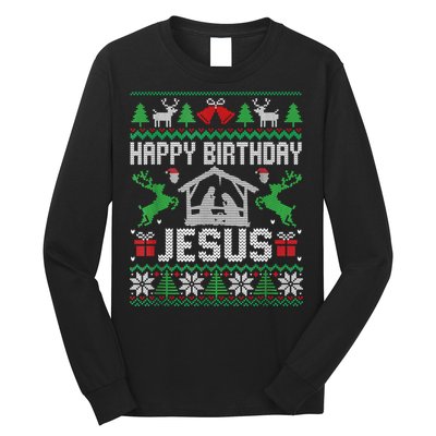 Christmas Outfit Happy Birthday Jesus Holiday Ugly Sweater Long Sleeve Shirt