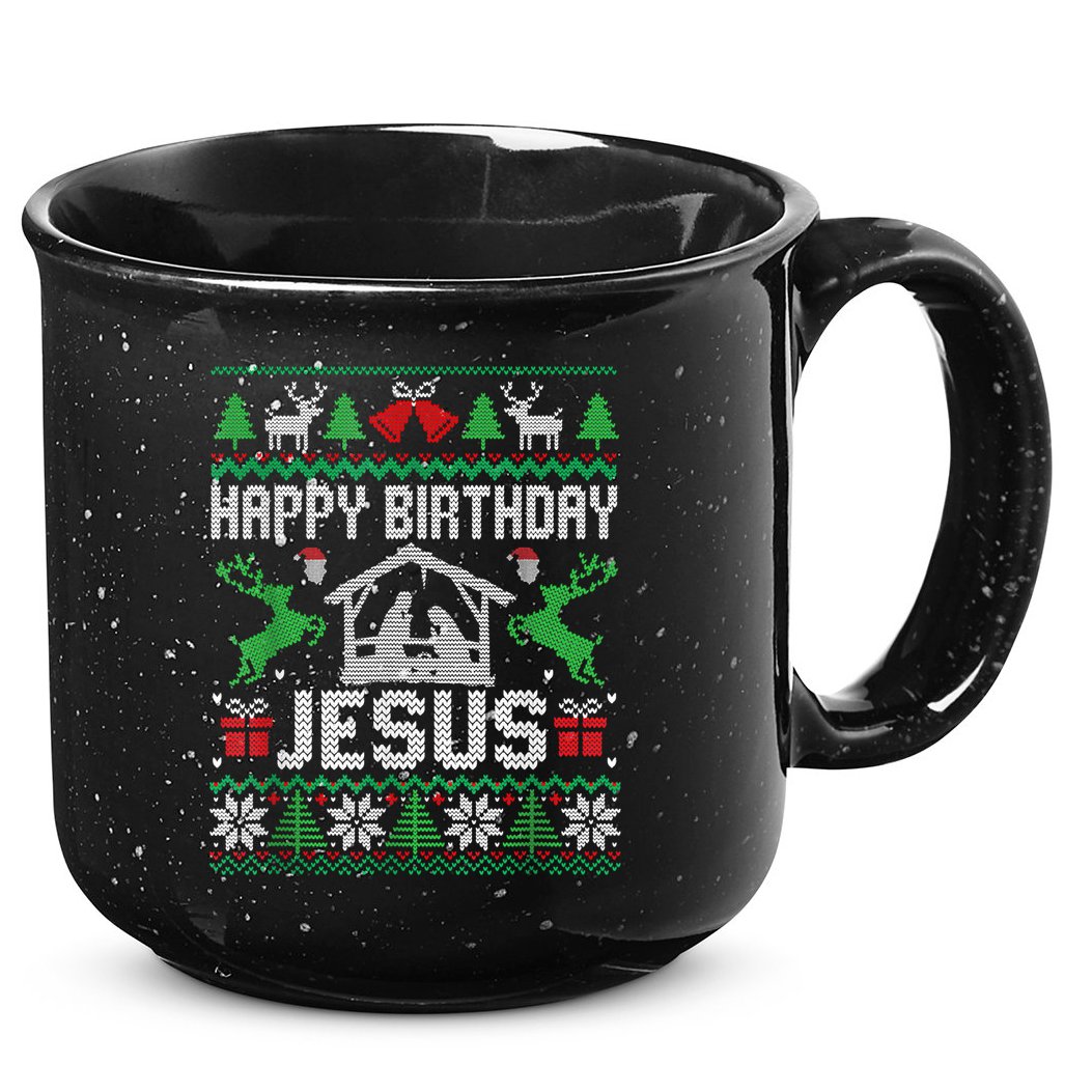 Christmas Outfit Happy Birthday Jesus Holiday Ugly Sweater 15oz Campfire Ceramic Mug