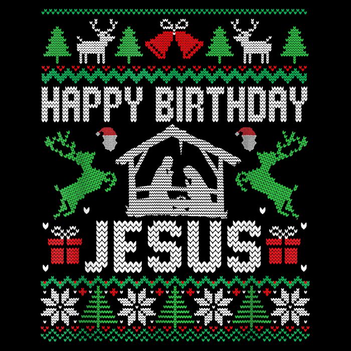 Christmas Outfit Happy Birthday Jesus Holiday Ugly Sweater Zip Tote Bag