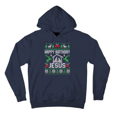 Christmas Outfit Happy Birthday Jesus Holiday Ugly Sweater Tall Hoodie