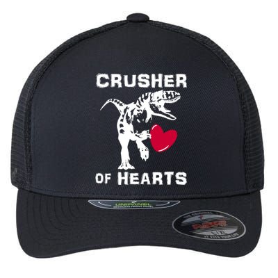 Crusher Of Hearts Tgiftrex Dinosaur Funny Valentine's Day Quote Gift Flexfit Unipanel Trucker Cap