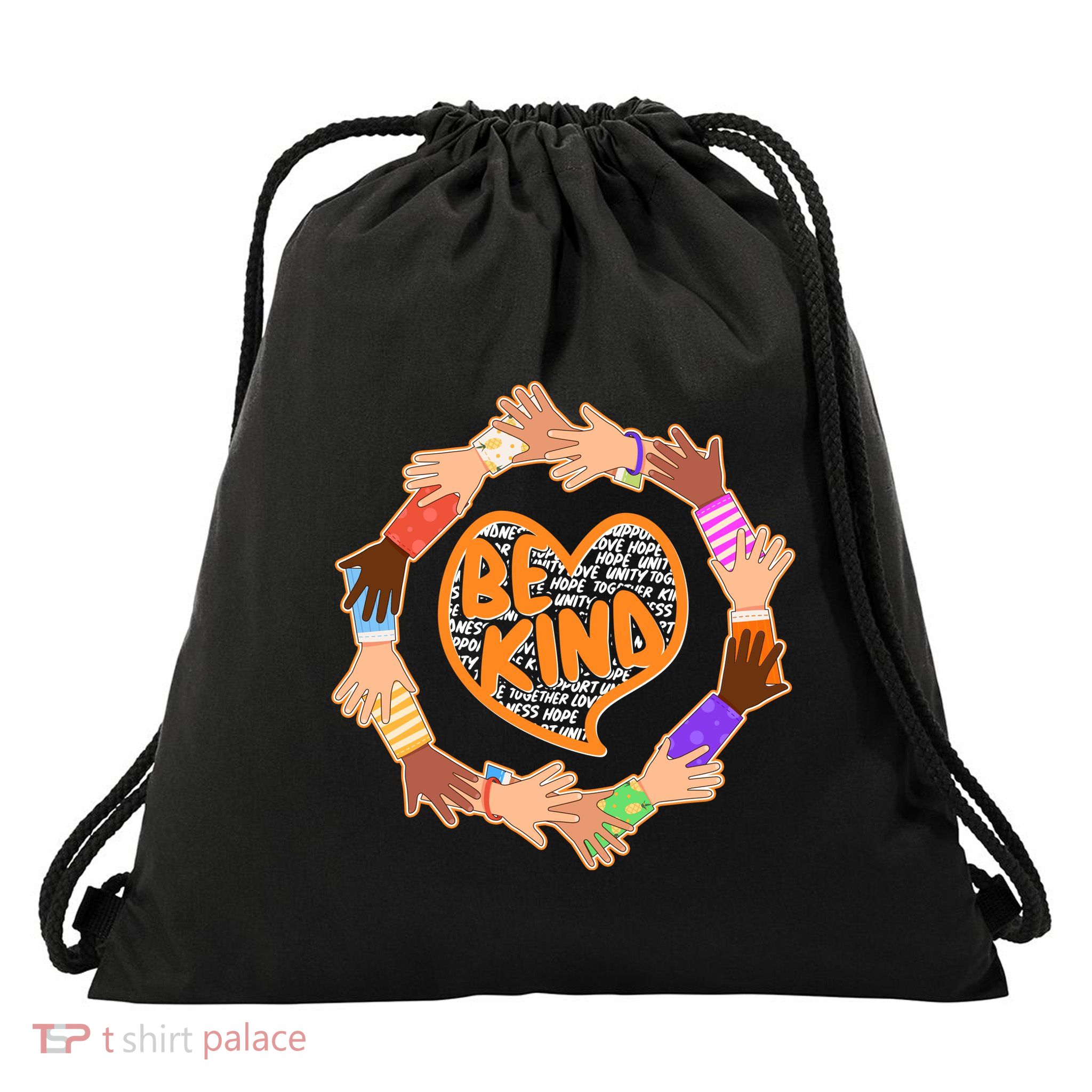 Circle Of Hands Be Kind Drawstring Bag