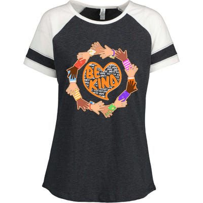 Circle Of Hands Be Kind Enza Ladies Jersey Colorblock Tee