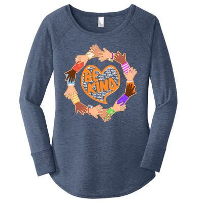 Circle Of Hands Be Kind Women's Perfect Tri Tunic Long Sleeve Shirt