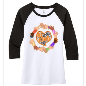 Circle Of Hands Be Kind Women's Tri-Blend 3/4-Sleeve Raglan Shirt