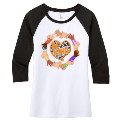 Circle Of Hands Be Kind Women's Tri-Blend 3/4-Sleeve Raglan Shirt