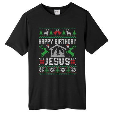 Christmas Outfit Happy Birthday Jesus Holiday Ugly Tall Fusion ChromaSoft Performance T-Shirt