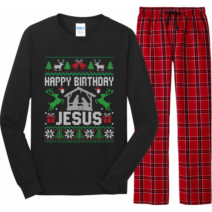 Christmas Outfit Happy Birthday Jesus Holiday Ugly Long Sleeve Pajama Set