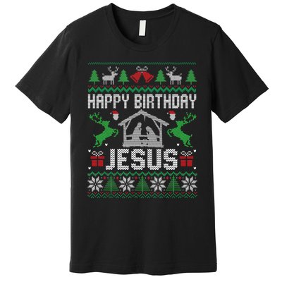 Christmas Outfit Happy Birthday Jesus Holiday Ugly Premium T-Shirt