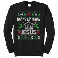 Christmas Outfit Happy Birthday Jesus Holiday Ugly Tall Sweatshirt