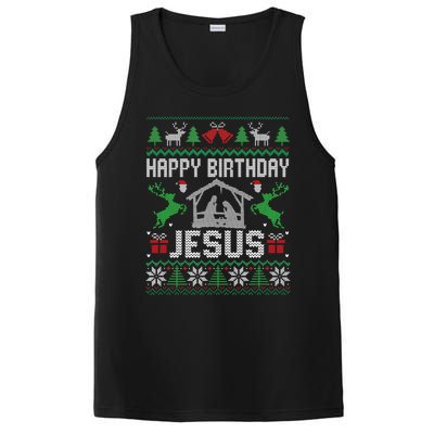 Christmas Outfit Happy Birthday Jesus Holiday Ugly PosiCharge Competitor Tank