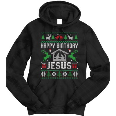 Christmas Outfit Happy Birthday Jesus Holiday Ugly Tie Dye Hoodie