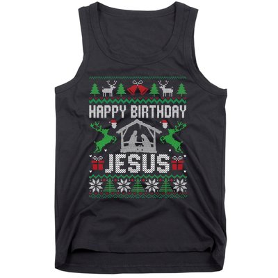 Christmas Outfit Happy Birthday Jesus Holiday Ugly Tank Top