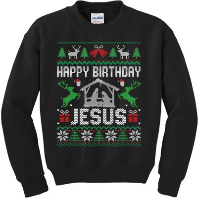 Christmas Outfit Happy Birthday Jesus Holiday Ugly Kids Sweatshirt