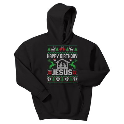 Christmas Outfit Happy Birthday Jesus Holiday Ugly Kids Hoodie