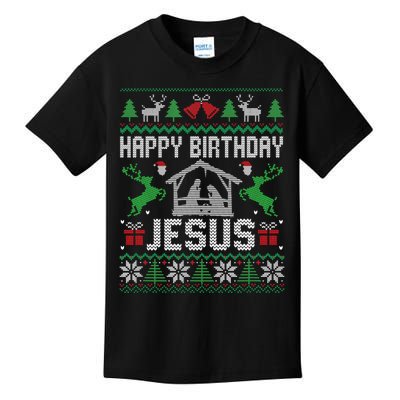 Christmas Outfit Happy Birthday Jesus Holiday Ugly Kids T-Shirt