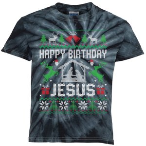 Christmas Outfit Happy Birthday Jesus Holiday Ugly Kids Tie-Dye T-Shirt