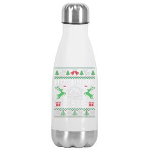 Christmas Outfit Happy Birthday Jesus Holiday Ugly Stainless Steel Insulated Water Bottle