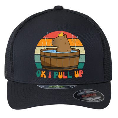 Capybara Ok I Pull Up Vintage Cute Funny Retro Rodent Flexfit Unipanel Trucker Cap
